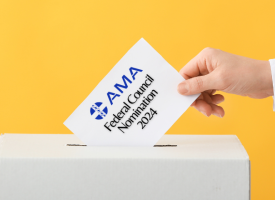 A mock design of a ballot paper with the AMA logo and the words: Federal Council Nomination 2024