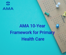 calendar image with words AMA 10 year framework for primary health care