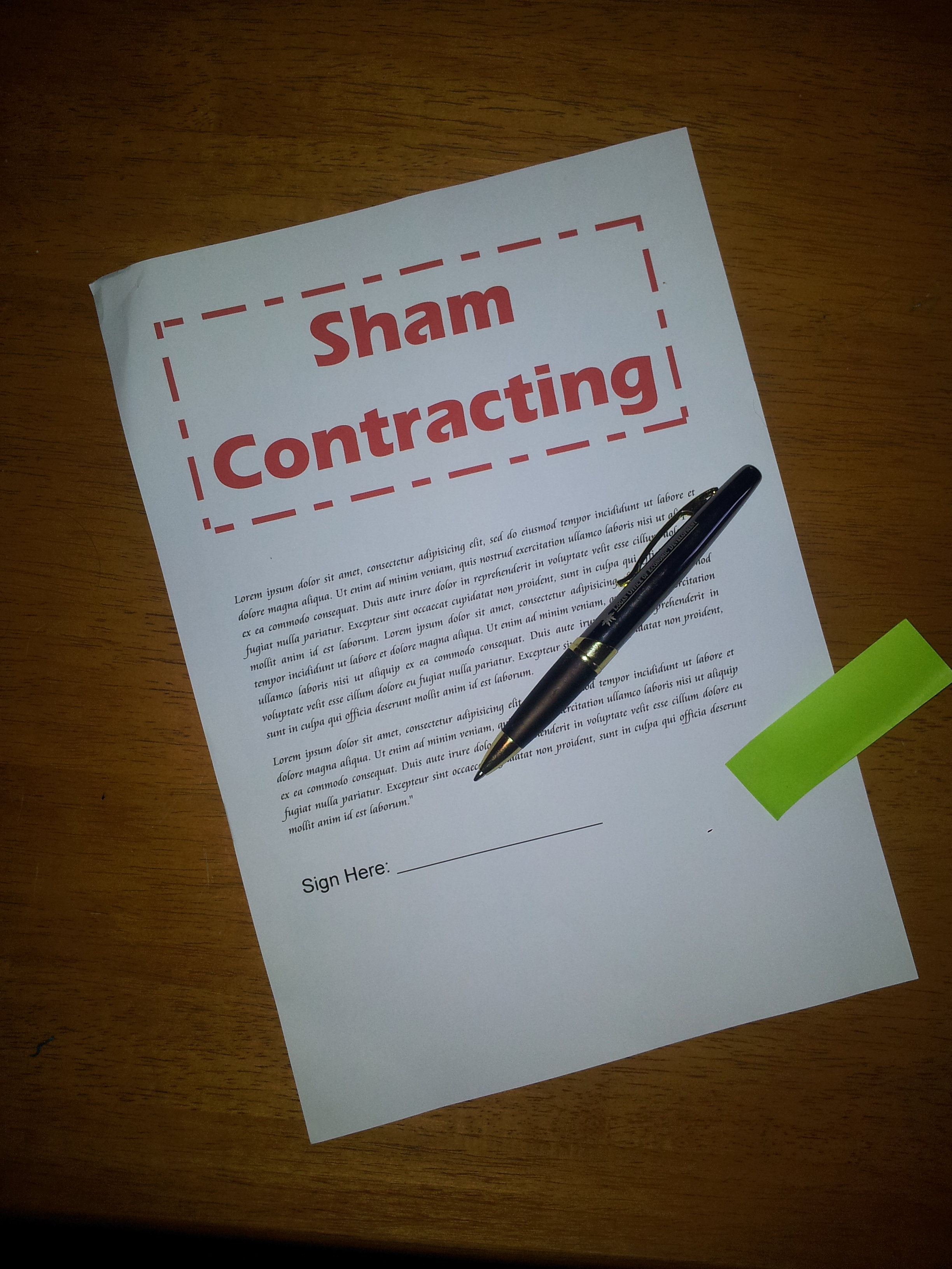PPW-Sham Contracts