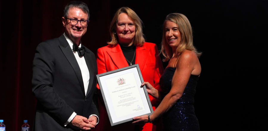 AMA President Professor Stephen Robson presenting the award to Professor Helena Teede and Dr Sarah Whitelaw