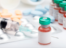 Vaccine bottle and antibiotics