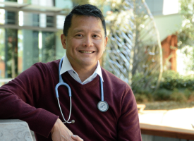 AMA Vice President Dr Chris Moy with a stethoscope 