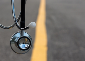 stethoscope in front of road