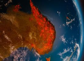aerial photo of Australia fires
