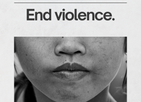 Woman's face and the words end violence