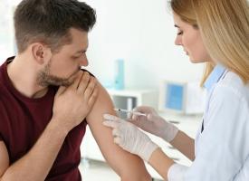 Person receiving vaccine