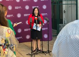 AMA Queensland President Dr Maria Boulton addresses media at state parliament