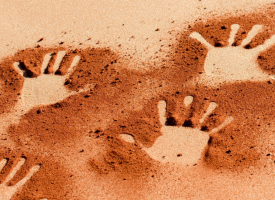 Handprints in desert