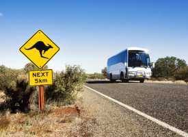Bus travelling on regional Australian road