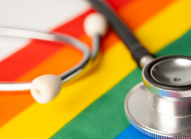 Pride flag and stethoscope 