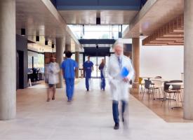 Blurred image of doctors in hospital