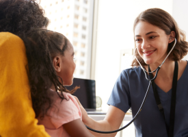 Happy doctor and patients