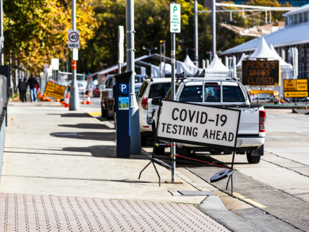 Sign for COVID testing centre