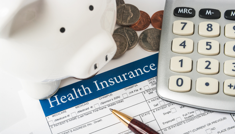 Calculator and health insurance form 