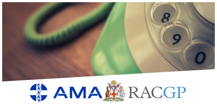 AMA & RACGP logos and telephone 