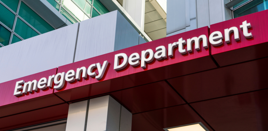 Emergency department signage at a hospital 