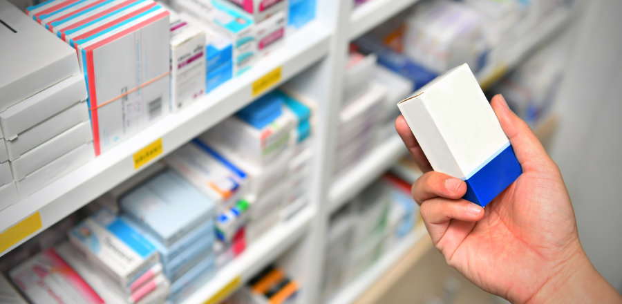 medicines on a shelf 