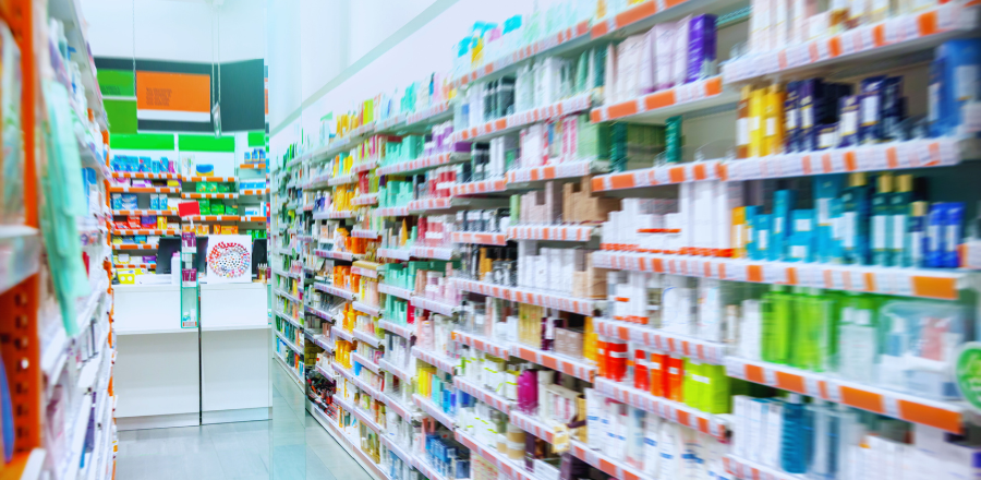 Pharmacy shelves