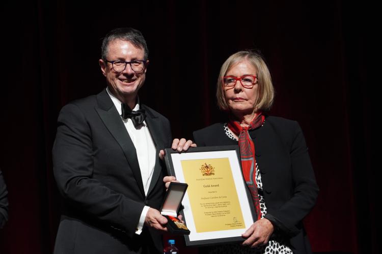 AMA President Professor Steve Robson presenting the award to Professor Caroline de Costa