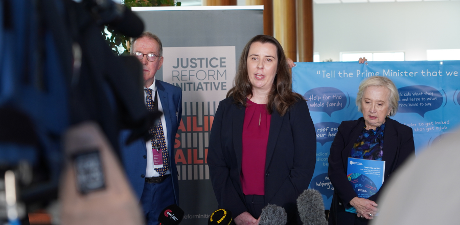 Dr Danielle McMullen speaking at a press conference at Parliament House